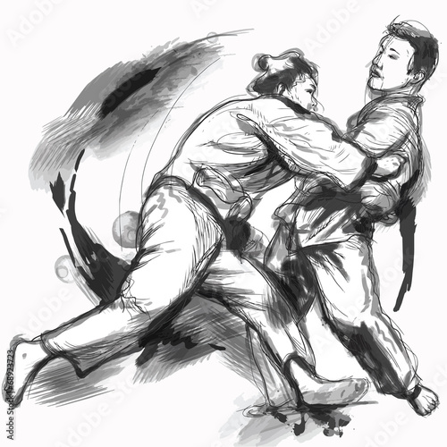 Judo - hand drawn illustration converted into vector