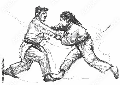 Judo - hand drawn illustration converted into vector
