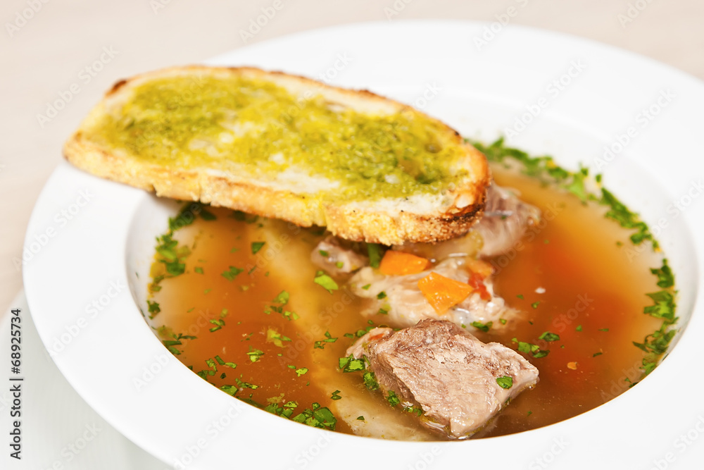 Bread soup with veal