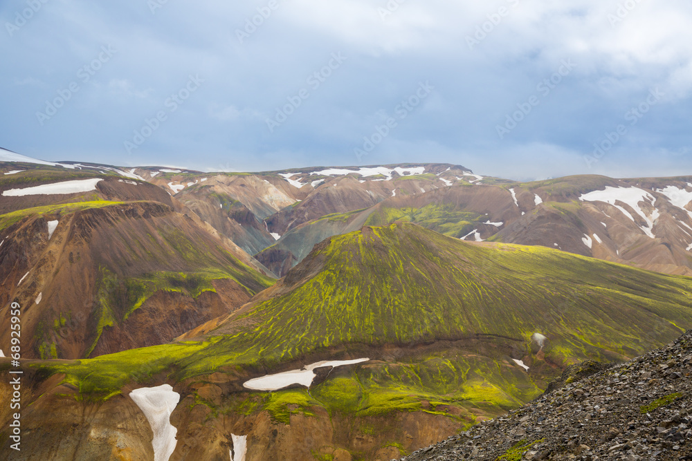 Panorama of Icelandic mountains