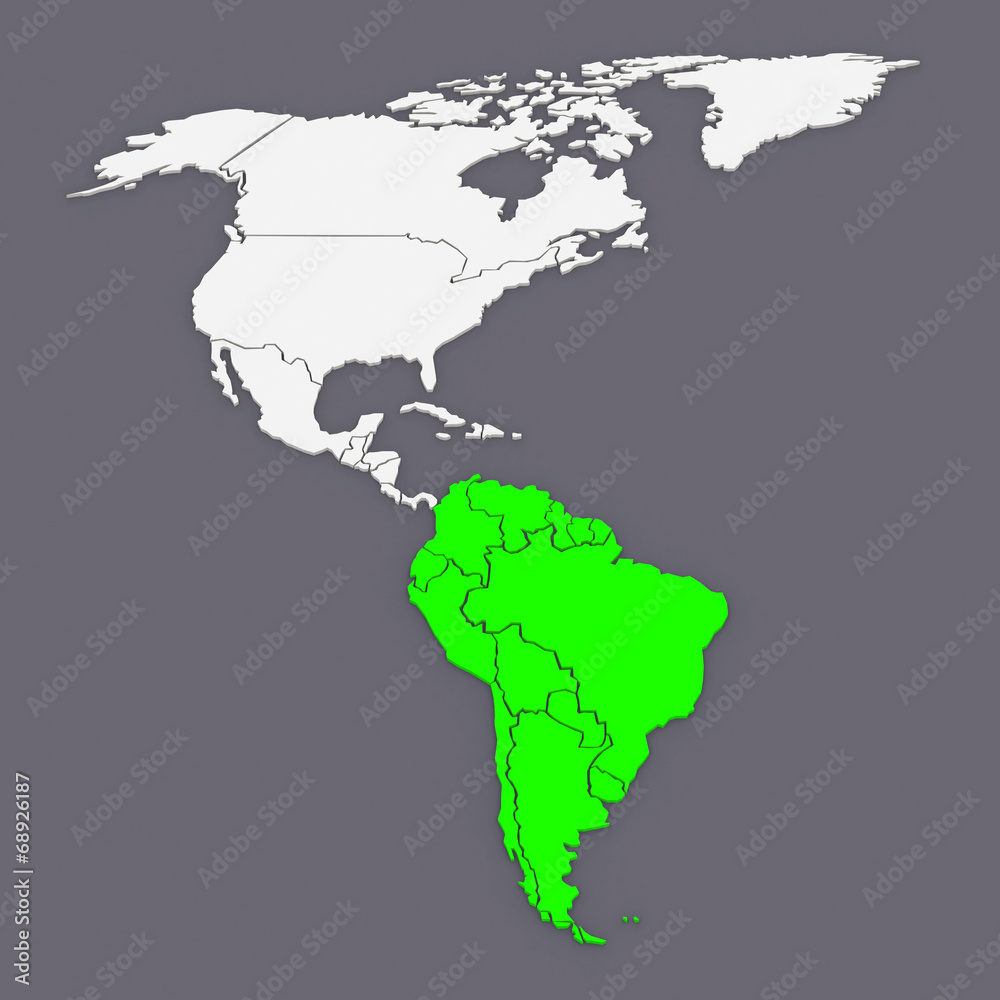 Map of worlds. South America.