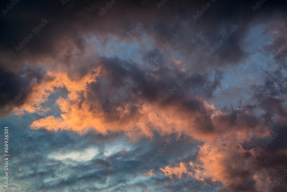 Stunning vibrant stormy cloud formation background