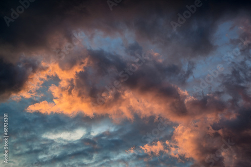 Stunning vibrant stormy cloud formation background