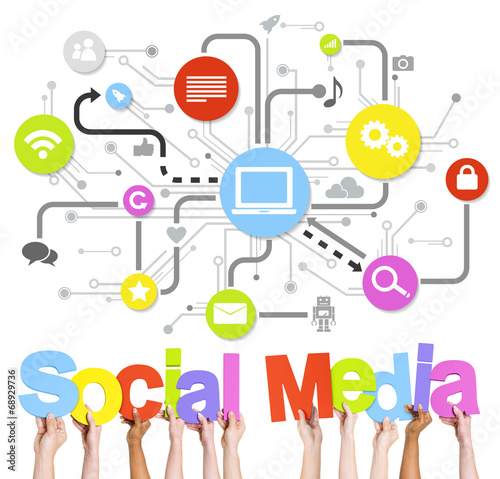 Wallpaper Mural Hands Holding The Word Social Media Torontodigital.ca