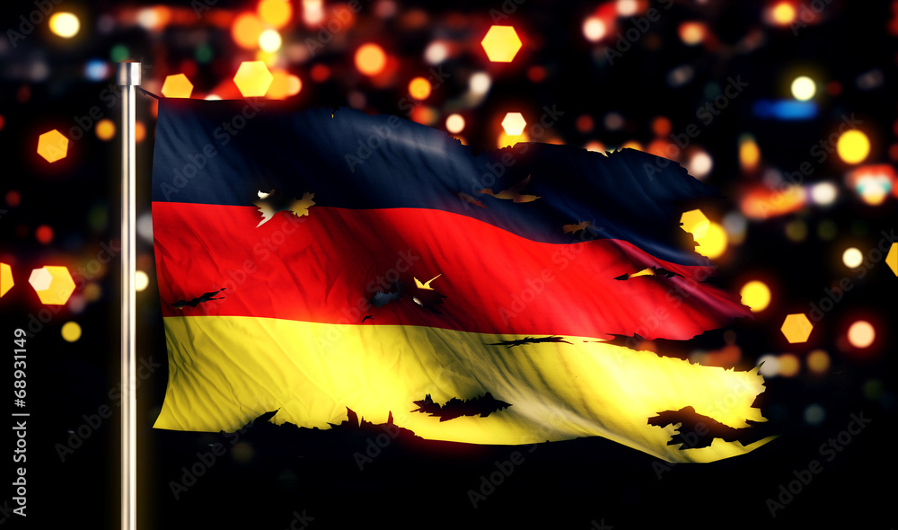 Naklejka premium Germany National Flag Torn Burned War Freedom Night 3D