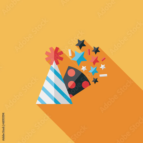 birthday party hat flat icon with long shadow,eps10