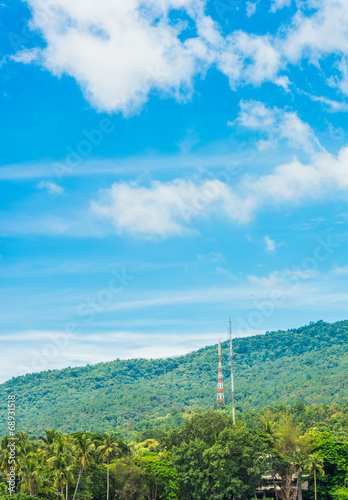 landscape with mountain and blue sky