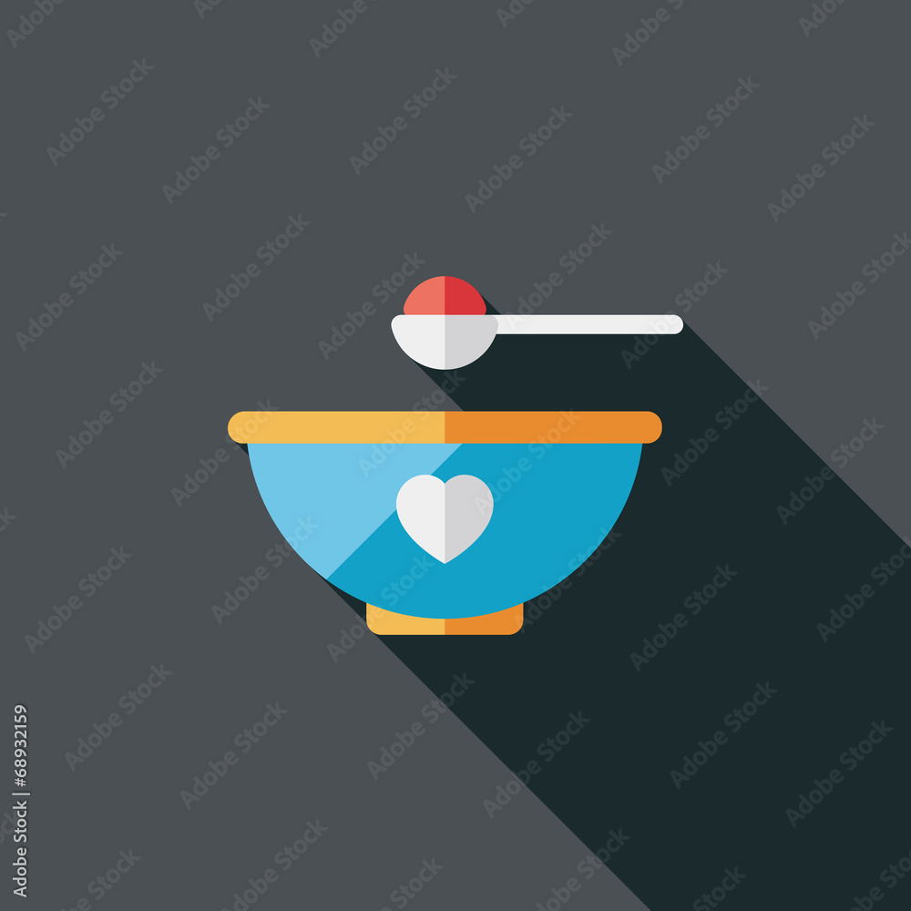baby food bowl flat icon with long shadow,eps10 baby food bowl flat icon with long shadow,eps10