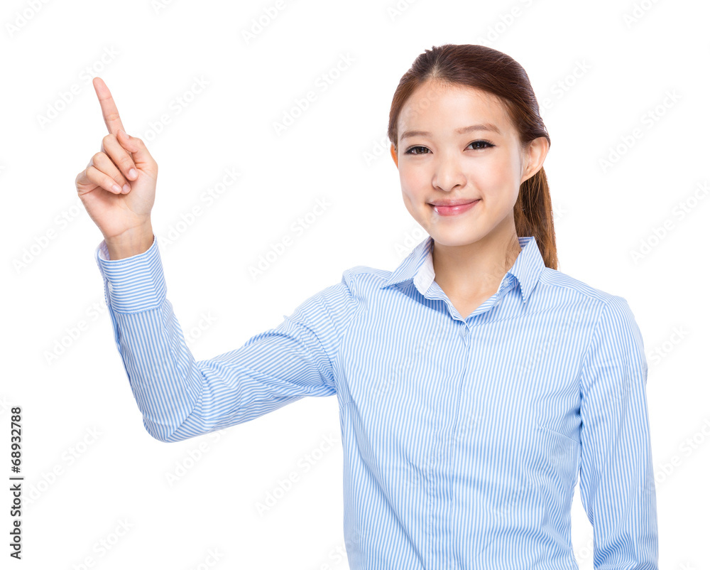 Young asian businesswoman with finger point up Young asian businesswoman with finger point up