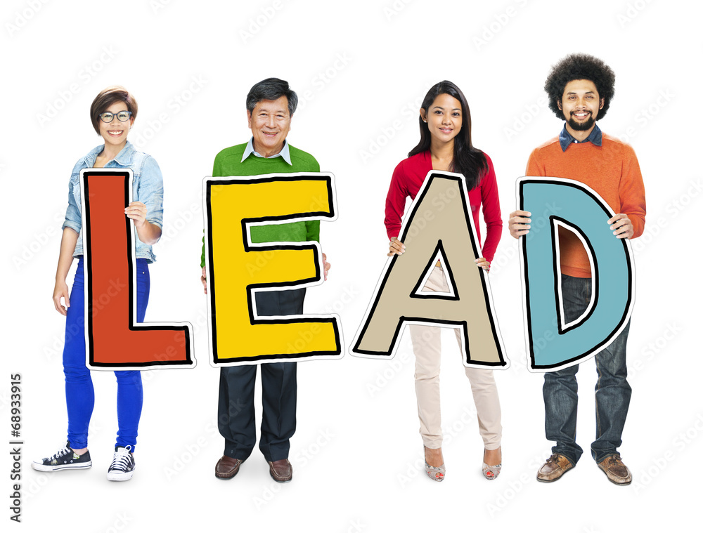 Multiethnic Group of People Holding Letters Lead Multiethnic Group of People Holding Letters Lead