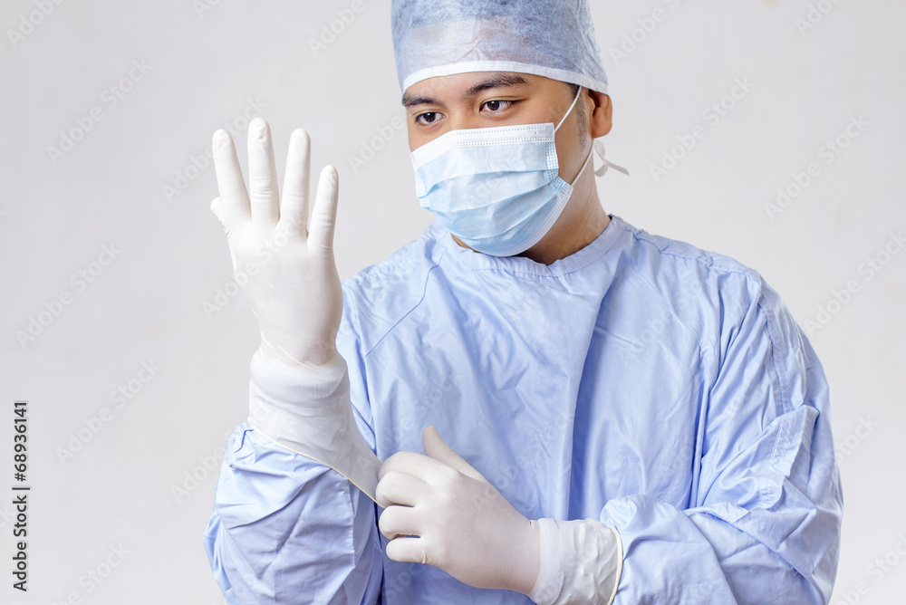 Surgeon Wearing Gloves Surgeon Wearing Gloves