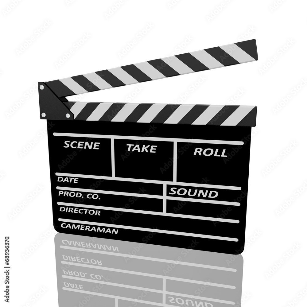 Fototapeta premium Clapper board on white background