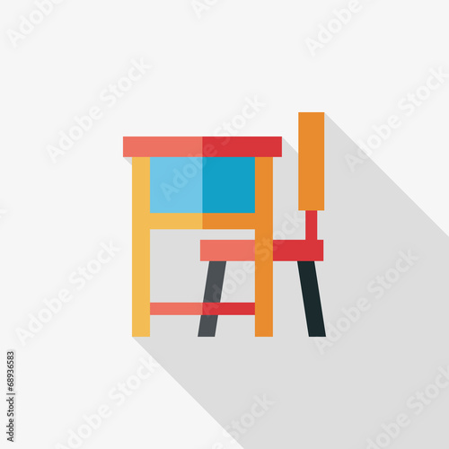 Vintage school desk flat icon with long shadow,eps10