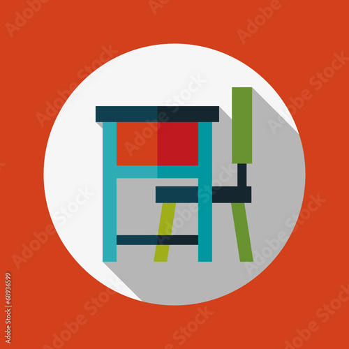 Vintage school desk flat icon with long shadow,eps10