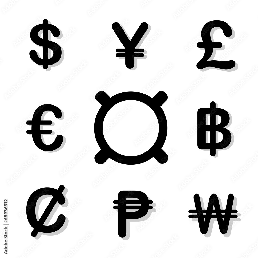 Obraz premium black currency symbols Vector set