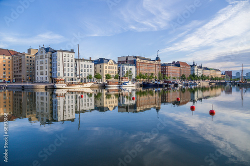 Canvas Print Helsinki. Ships at the pier and quay