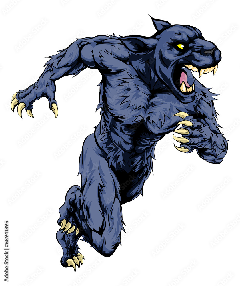 Fototapeta premium Panther sports mascot running