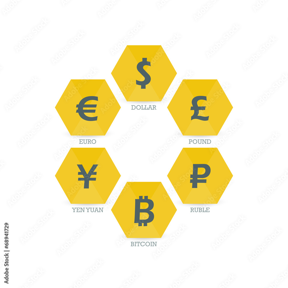 Euro Dollar Yen Yuan Bitcoin Ruble Pound geometric sign vector Euro Dollar Yen Yuan Bitcoin Ruble Pound geometric sign vector