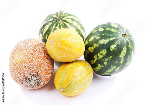 Melons and watermelons isolated on white