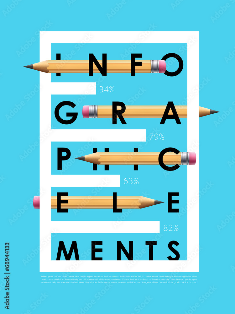 modern style infographic with yellow pencil pointing different w modern style infographic with yellow pencil pointing different w