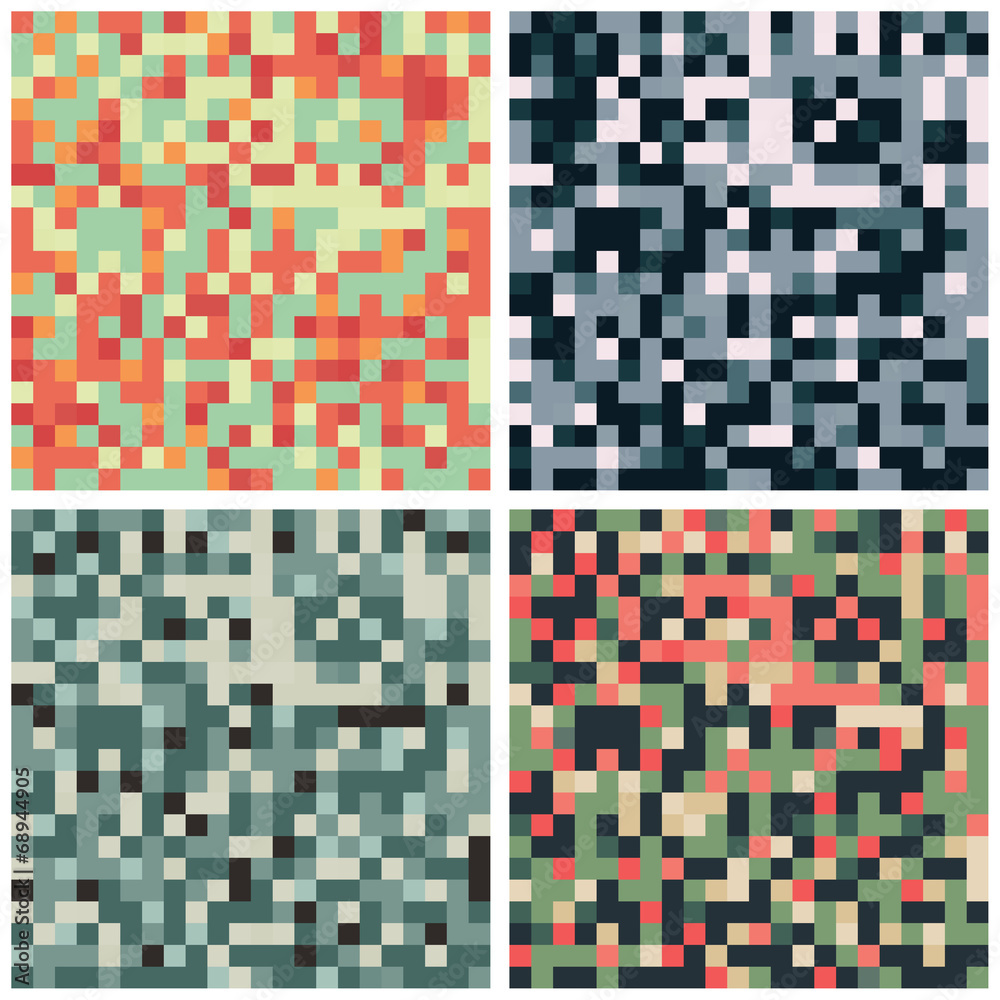 Fototapeta premium A group of four pixel background vectors