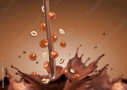 Nuts fall in chocolate