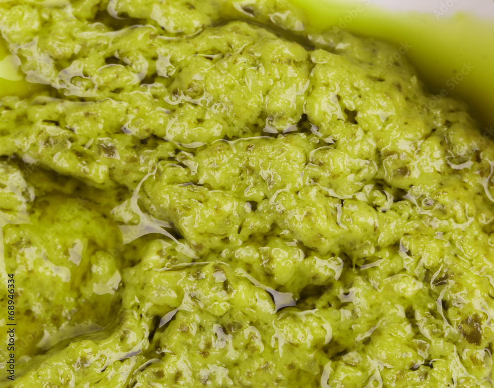 Close up of pesto background.