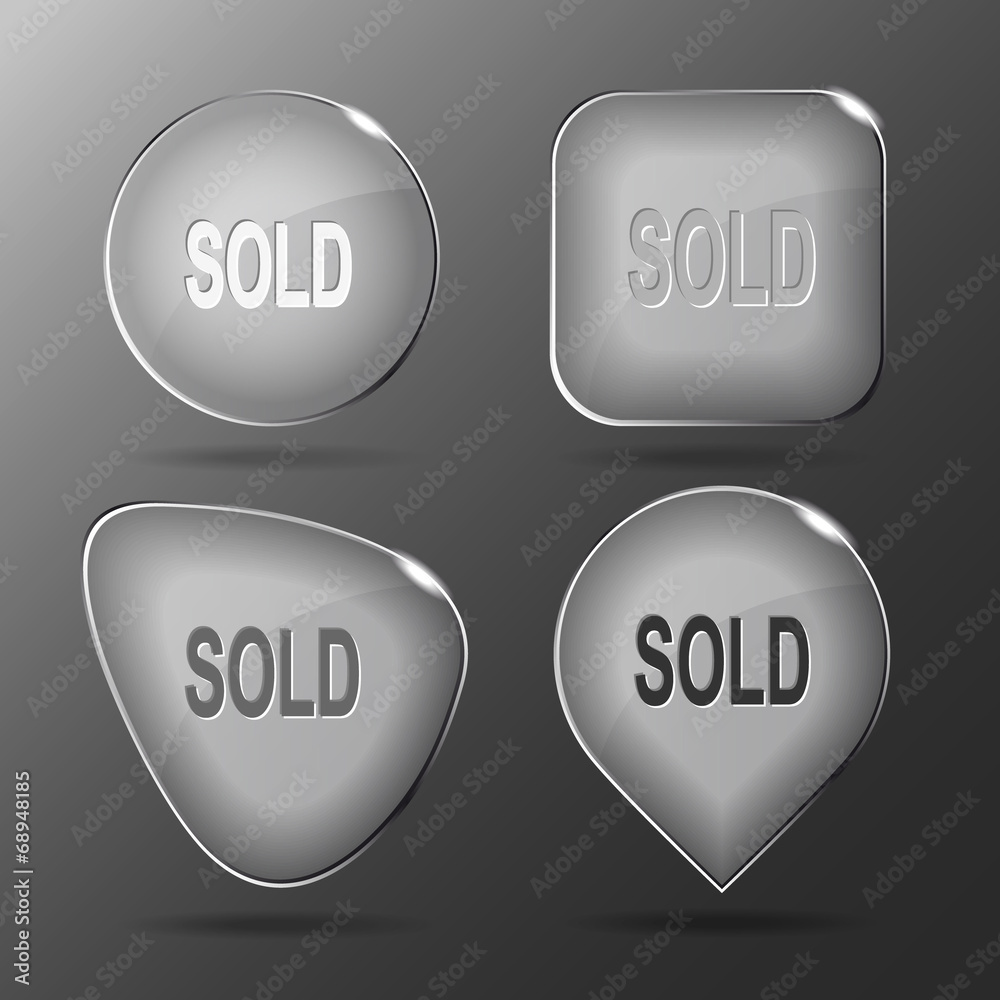 Sold. Glass buttons. Vector illustration. Sold. Glass buttons. Vector illustration.