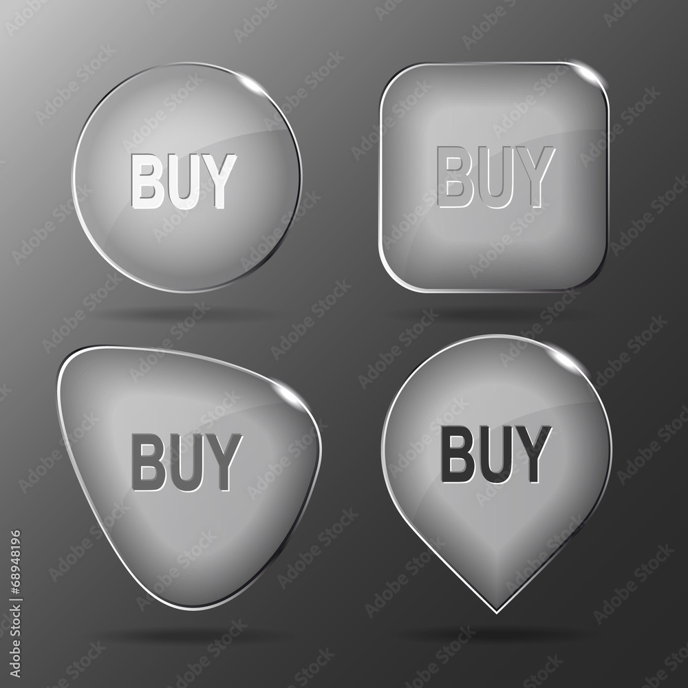 Buy. Glass buttons. Vector illustration. Buy. Glass buttons. Vector illustration.