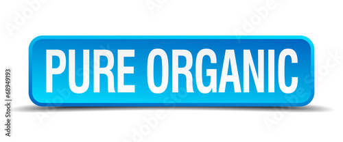 pure organic blue 3d realistic square isolated button