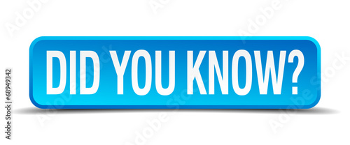 did you know blue 3d realistic square isolated button