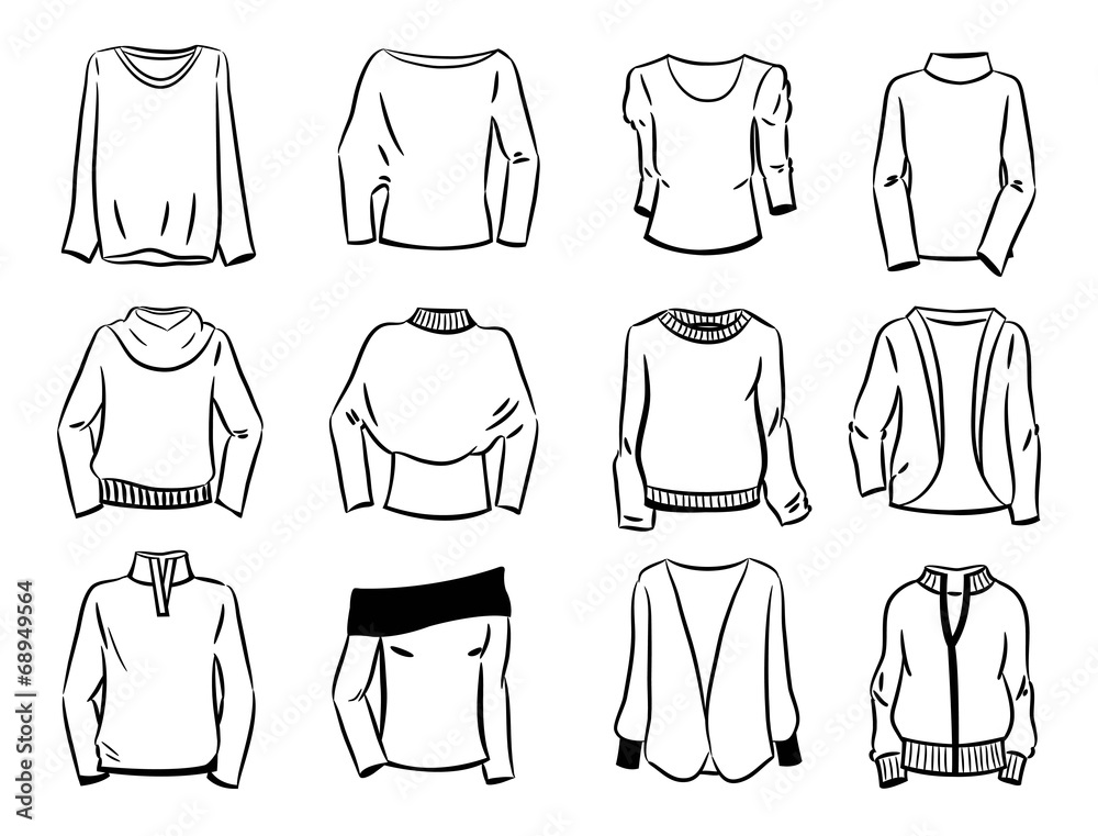 Contours of women's sweaters Contours of women's sweaters