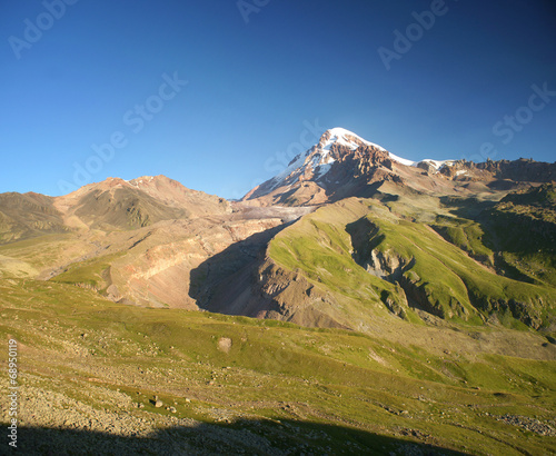 Mount Kazbek in Caucasus mountains, Georgia