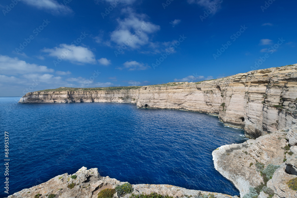 White cliffs at the coast of Gozo Island