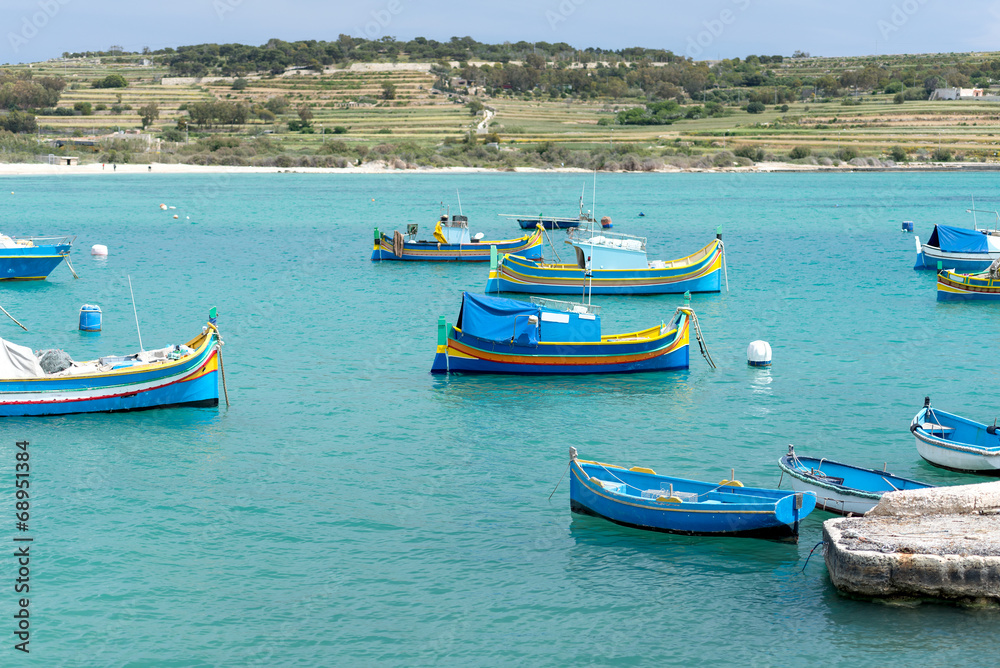 Colored fishing boats in Malta horizontal