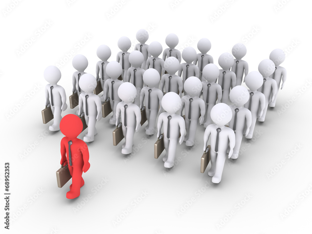 Businessman is leading a group of other businessmen Businessman is leading a group of other businessmen