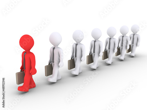 Leading businessman is showing the way to others