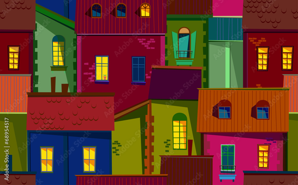night old town illustration night old town illustration