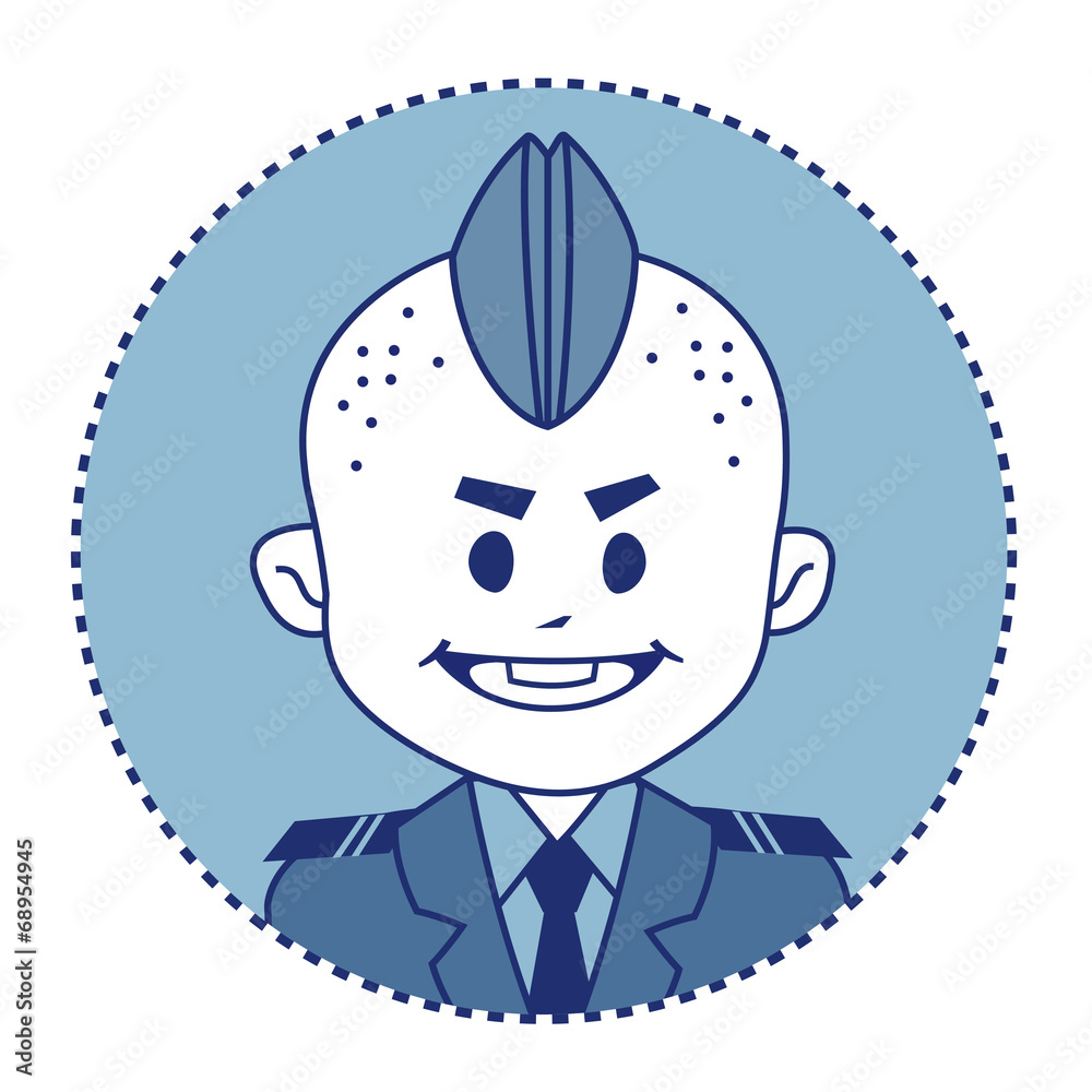 Character brave, strong soldier in forage-cap Character brave, strong soldier in forage-cap
