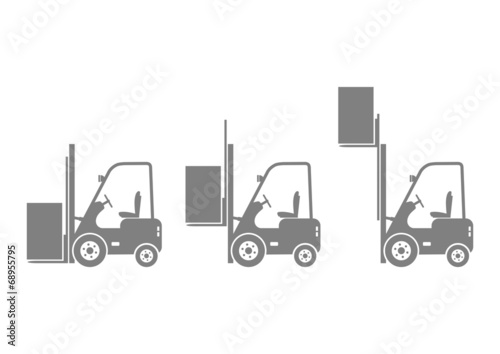 Grey forklift icons on white background