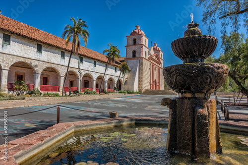 The historic Santa Barbara Spanish Mission in California