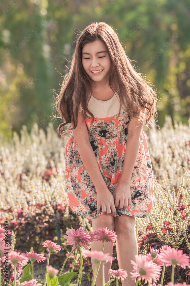 Beautiful Woman With Gerbera Flower