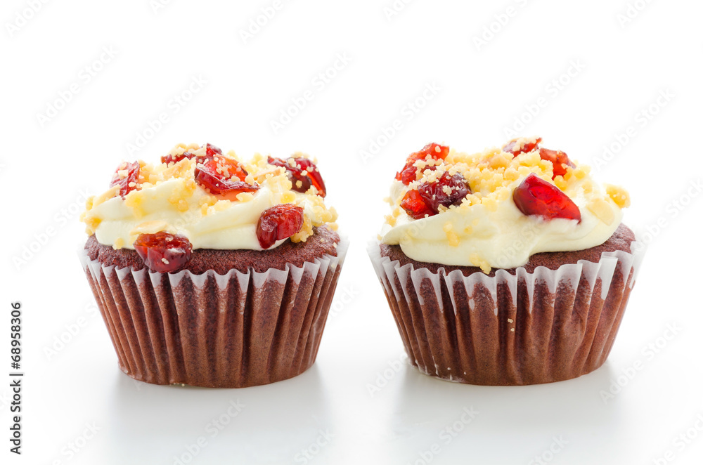 Red cupcake velvet isolated white background Red cupcake velvet isolated white background