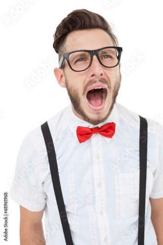 Nerdy businessman shouting with mouth open © WavebreakmediaMicro