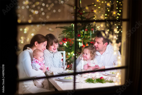 Family at Christmas dinner