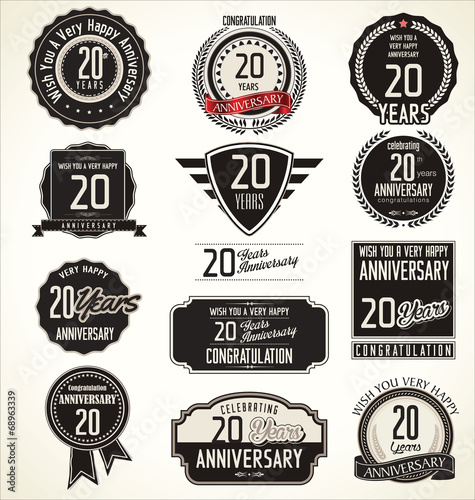 Anniversary retro badges and labels collection