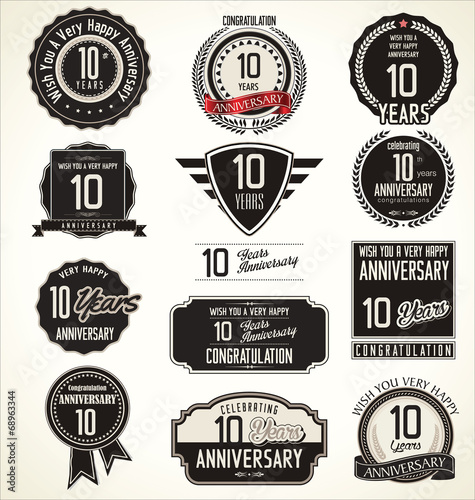 Anniversary retro badges and labels collection