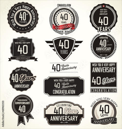 Anniversary retro badges and labels collection