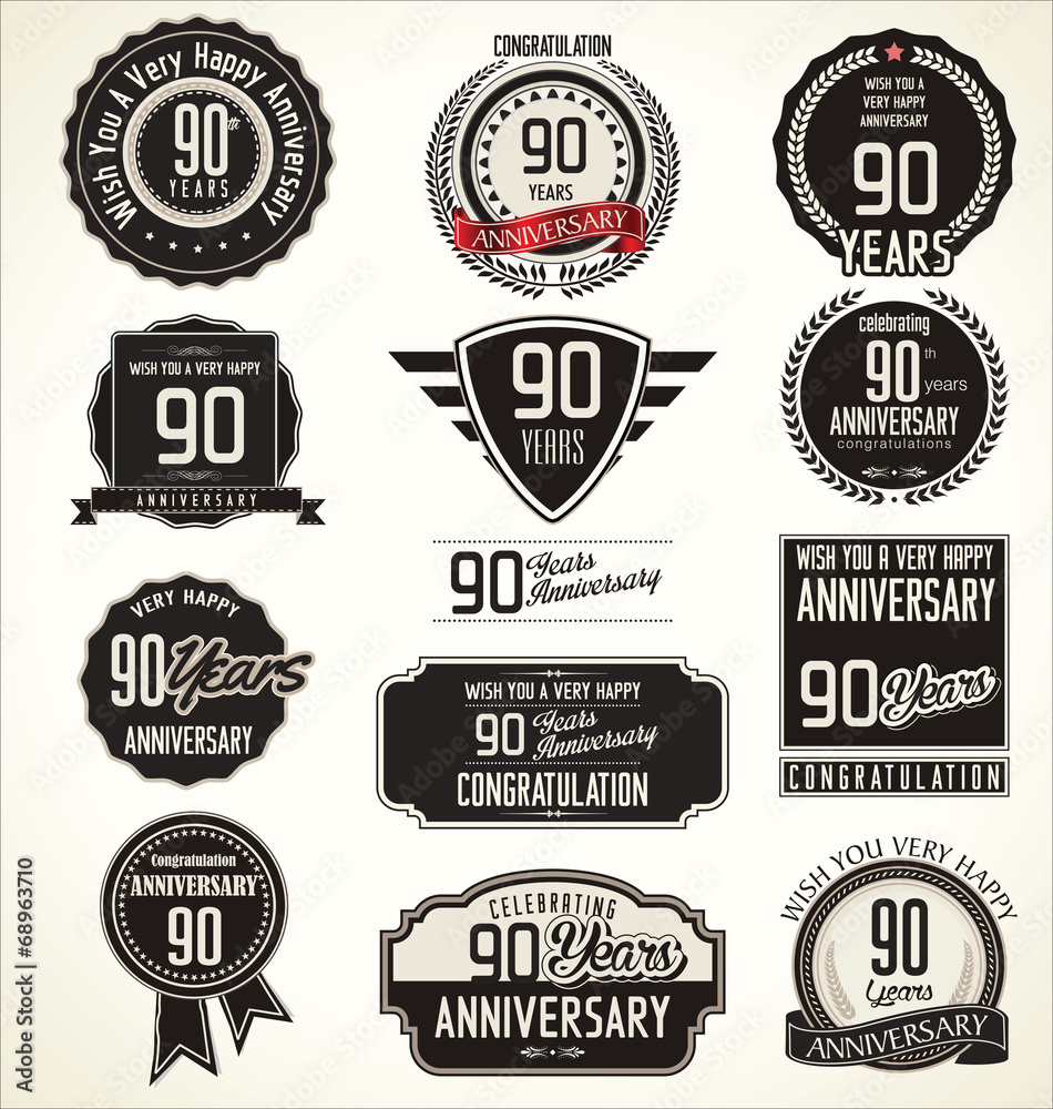 Anniversary retro badges and labels collection