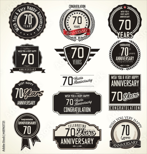 Anniversary retro badges and labels collection